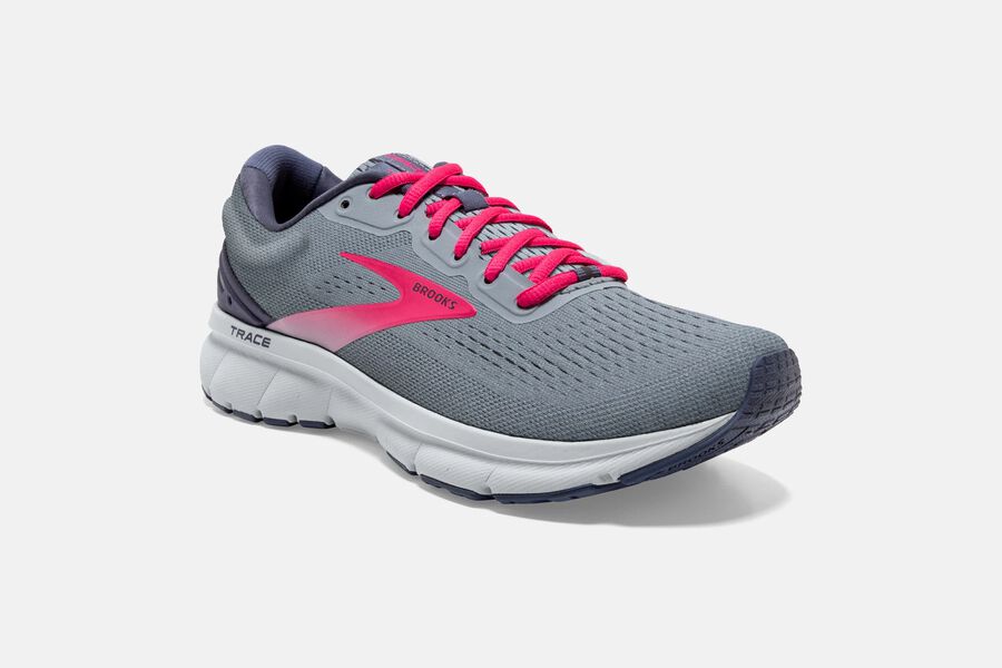 Brooks Trace Road Loopschoenen Dames - Grijs/Roze - 257904VJT